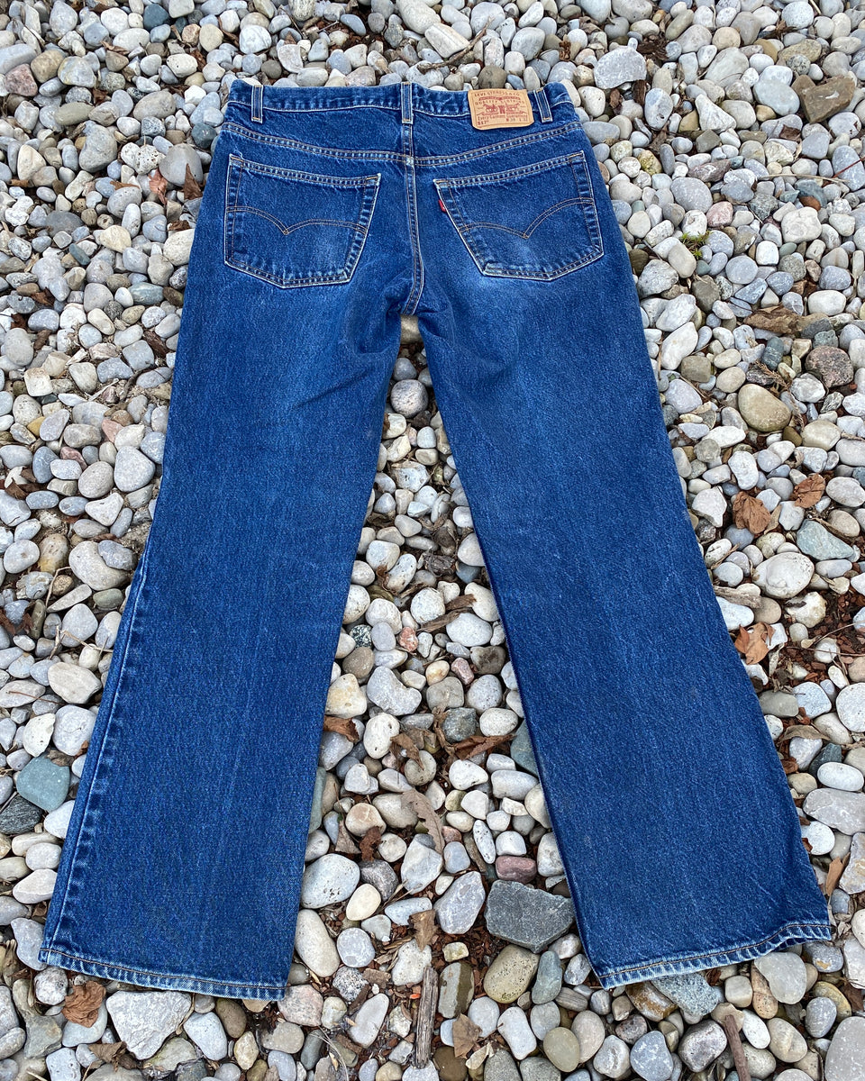 Vintage Levis 517 Boot Cut Flares Dark Blue Wash Jeans size 36