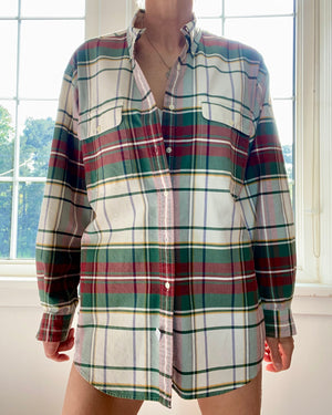 Vintage Ralph Lauren Mens Oxford Twill Plaid Button Down Shirt