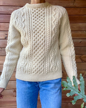 Vintage Handknit Honeycomb Cable Fisherman Sweater M