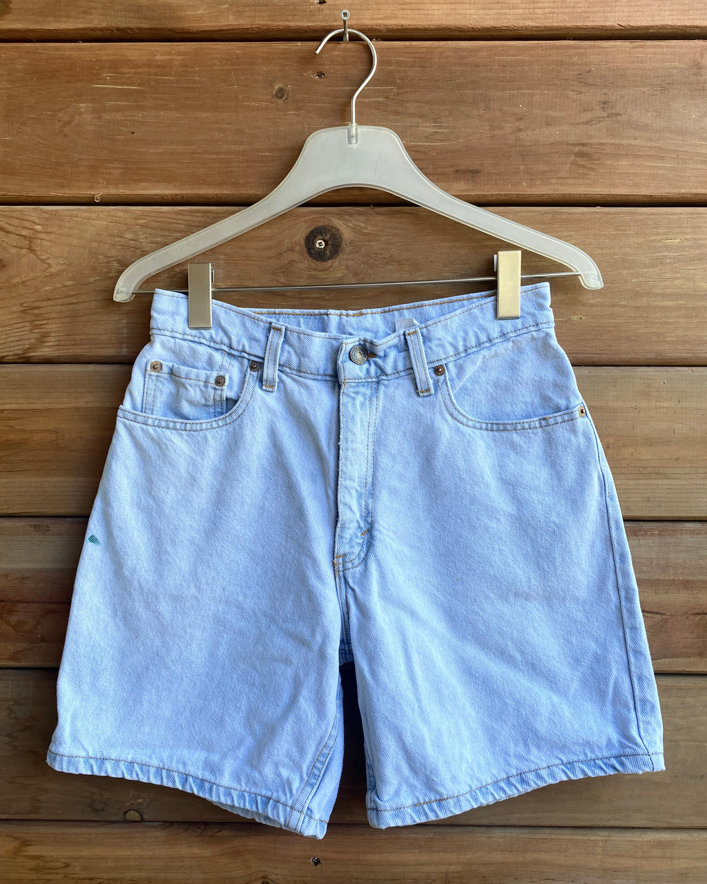 Vintage 1980 / 1990s Red Tab Levis 550 Light Wash Bermuda Cutoffs Denim Jean Shorts 28