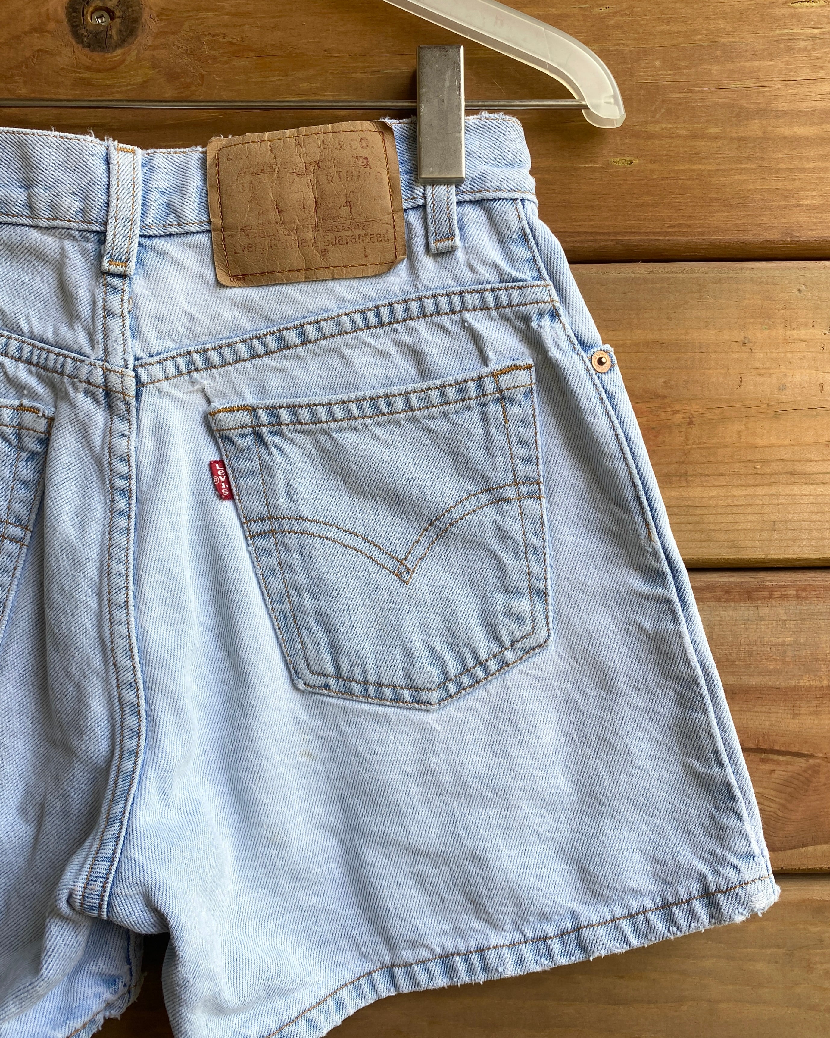 Vintage 1990s Orange Tab Levis 954 Medium Wash Cuffed Denim Jean Shorts 29 Made in USA (Copy)