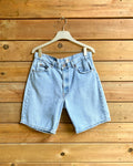 Vintage 1990s Levis 550 Orange Tab Hemmed Jean Shorts Light Wash Made in USA Size 33