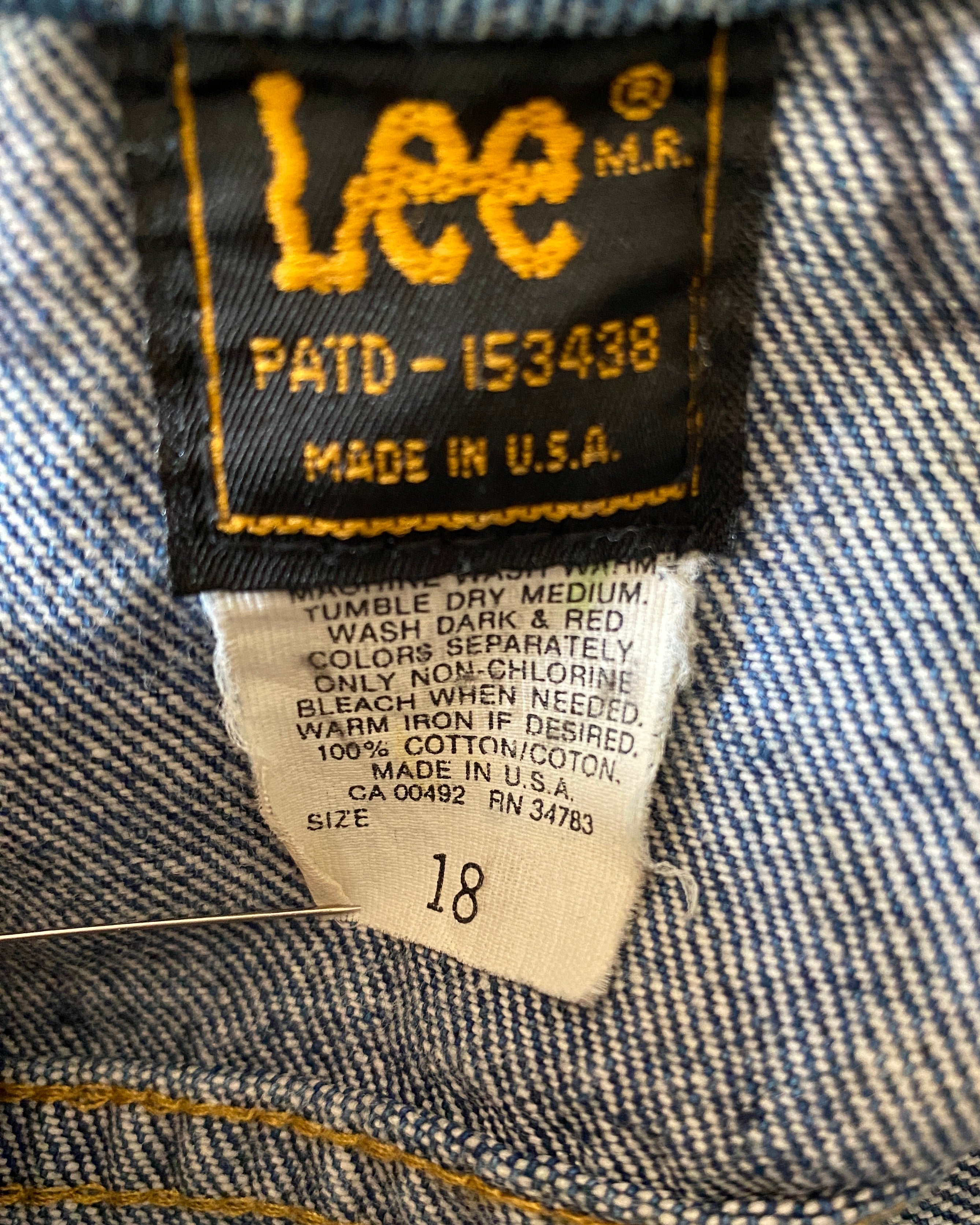 Vintage 1970s LEE RIDERS Sanforized PATD-153438 Jean Jacket Made in USA Size XS or S