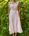 VINTAGE 1930s 1940s RADCLIFFE Bias Cut Blush Slip Dress Nightgown with Lace Size M