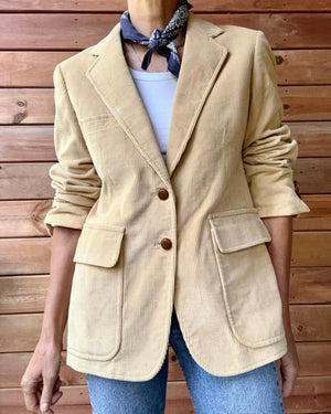 Vintage 1970s Tan Corduroy 2 Button Blazer M