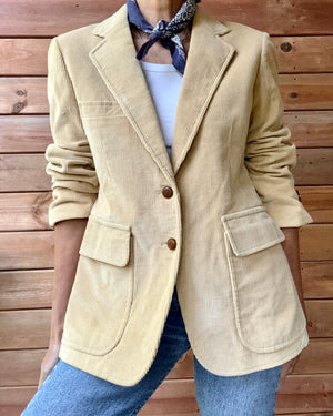 Vintage 1970s Tan Corduroy 2 Button Blazer M