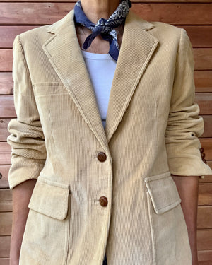 Vintage 1970s Tan Corduroy 2 Button Blazer M