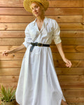 Antique Victorian White Cotton Long Chemise Night Shirt Dress M or L