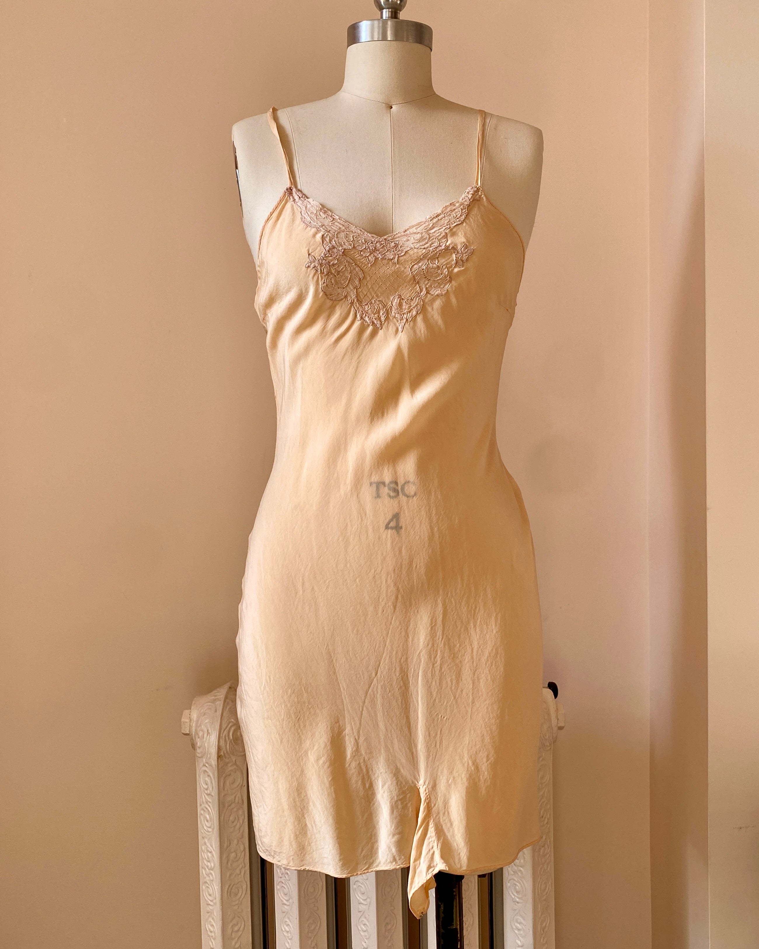 Vintage 1930s Pink Silk and Lace On Bias Step In Romper Onesie Size XS 2