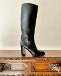 Vintage 2000s Céline Phoebe Philo Black Knee High Boots With Heel Calf Skin Size 39.5 Made in Italy