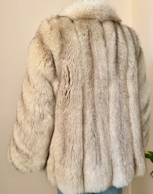 Vintage White Norwegian Fox Fur Kate Moss style Short Jacket Coat with Bell Sleeves Made in Canada Small 4